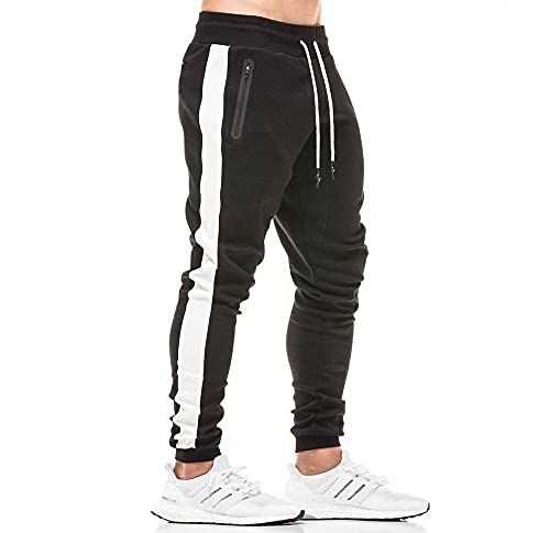 Tansozer Pantalon Chandal Hombre Jogger Hombre Pantalon Deporte Hombre Algodon Tenis Jogging Pantalon Running Deportivo Hombre Slim Fit Sweatpants Negro S
