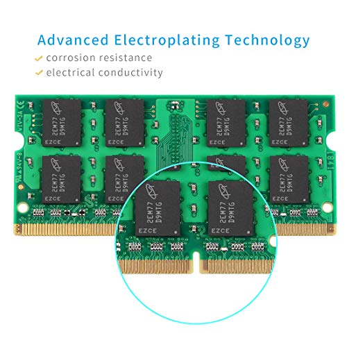 TECMIYO 4GB Kit (2x2GB) PC2 5300s DDR2 667MHz 2RX8 Dual Rank PC2-5300 DDR2-667 1.8V 200pin Sdram Sodimm Non-ECC Unbuffered SODIMM Módulo de Memoria RAM para portátiles