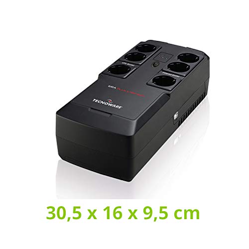 Tecnoware SAI ERA PLUS STRIP 800 - Sistemas de Alimentación Ininterrumpida - 6 Salidas Schuko - Autonomía: 10 min/PC o 40 min/Módem Router - Potencia 800 VA