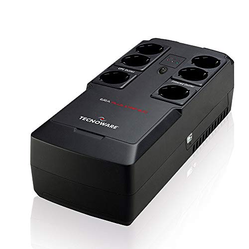 Tecnoware SAI ERA PLUS STRIP 800 - Sistemas de Alimentación Ininterrumpida - 6 Salidas Schuko - Autonomía: 10 min/PC o 40 min/Módem Router - Potencia 800 VA