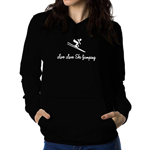 Teeburon Live Love Ski Jumping Sudadera con Capucha para Mujer
