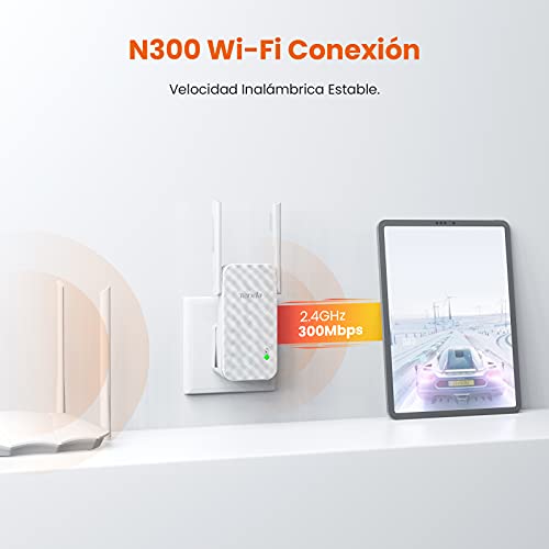 Tenda A9 N300 - Repetidor Extensor WiFi, Repetidor de Red de 300 Mbps, Cobertura WiFi inalámbrico más de 200 m², Compatible con Todos los Routers