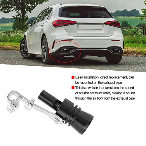 Terisass Turbo Whistle Aleación de aluminio Coche Vehículo Tubo de escape Silbato Automóvil Modificado Turbo Sonido Cola Garganta Silbato(Negro)