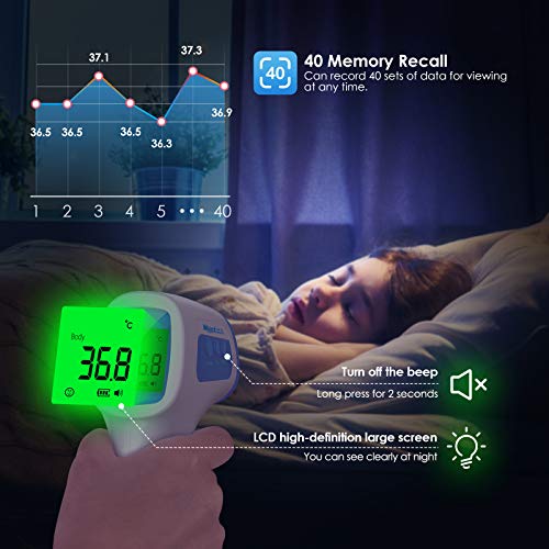 Termometro digital frente Wawech termometro infrarrojos profesional para medir la fiebre instantánea y precisa medico sin contacto para para bebés, niños, adultos