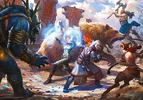 The Witcher 3: Wild Hunt Geralt & Triss in Battle | Puzzle 1000 Piezas | Incluye póster y Bolsa | 68 x 48 | Videojuego | Rompecabezas para Adultos y Adolescentes | para Navidad y Regalos | Decoración