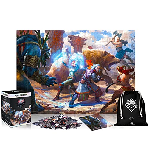 The Witcher 3: Wild Hunt Geralt & Triss in Battle | Puzzle 1000 Piezas | Incluye póster y Bolsa | 68 x 48 | Videojuego | Rompecabezas para Adultos y Adolescentes | para Navidad y Regalos | Decoración