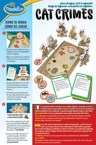 ThinkFun - Cat Crimes, Juego de Lógica, 1+ Jugadores, Edad Recomendada 8+, multicolor - Dimensiones 16 x 24 x 4