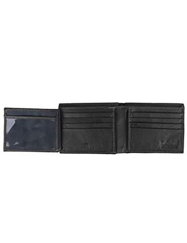 Timberland Men's Wellington RFID de Cuero Exclusivo de Cercanías Bifold Wallet (Negro)
