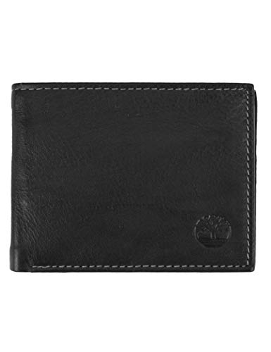 Timberland Men's Wellington RFID de Cuero Exclusivo de Cercanías Bifold Wallet (Negro)