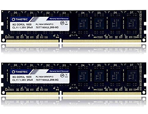 Timetec Hynix IC DDR3L 1600MHz PC3-12800 Unbuffered Non-ECC 1.35V CL11 2Rx8 Dual Rank 240 Pin UDIMM Pc sobremesa Memoria Principal Module Upgrade (16GB Kit (2x8GB))