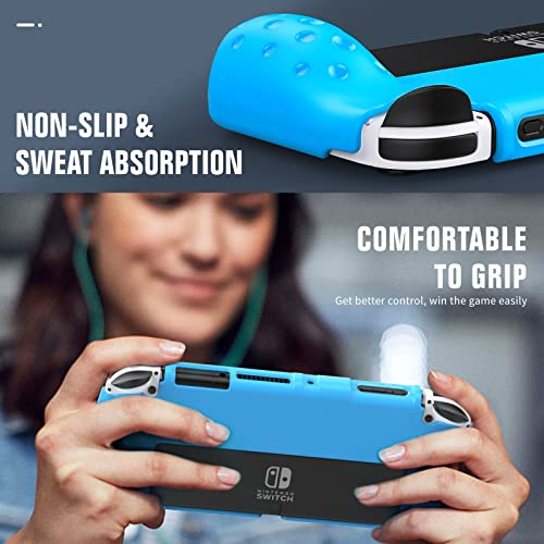 TiMOVO Funda Compatible con Nintendo Switch OLED Modelo 2021, Carcasa Protectora de TPU con Agarre Ergonómico para Switch OLED, Accesorio de Protección de Absorción de Choque y Antiarañazos, Azul