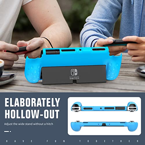 TiMOVO Funda Compatible con Nintendo Switch OLED Modelo 2021, Carcasa Protectora de TPU con Agarre Ergonómico para Switch OLED, Accesorio de Protección de Absorción de Choque y Antiarañazos, Azul