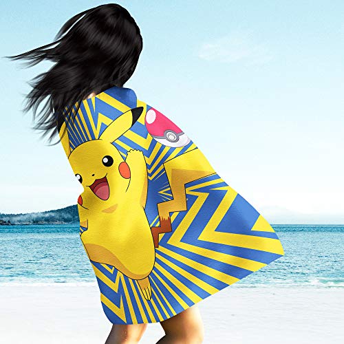 Toalla Pokemon Go Pikatchu 75 x 150 cm, 100% algodón, calidad aterciopelada, toalla de playa, toalla de baño, toalla de sauna, Pokémon Snap Pokeball Ash Legends Arceus Pass.