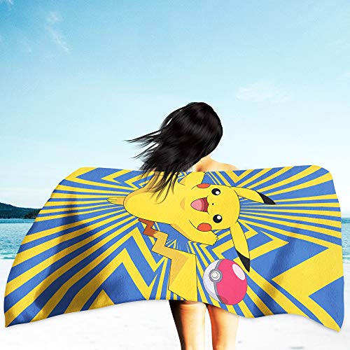 Toalla Pokemon Go Pikatchu 75 x 150 cm, 100% algodón, calidad aterciopelada, toalla de playa, toalla de baño, toalla de sauna, Pokémon Snap Pokeball Ash Legends Arceus Pass.