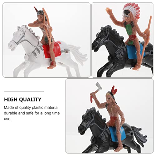 Toddmomy Cifras Indios Nativos 4Pcs Figuras Americanas Caballo Y Jinetes a Caballo Figuras Juguetes Soldado Figura de Acción de Carácter Plástico Parque Infantil Estilo Mezclado