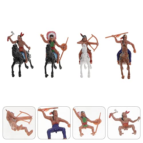 Toddmomy Cifras Indios Nativos 4Pcs Figuras Americanas Caballo Y Jinetes a Caballo Figuras Juguetes Soldado Figura de Acción de Carácter Plástico Parque Infantil Estilo Mezclado