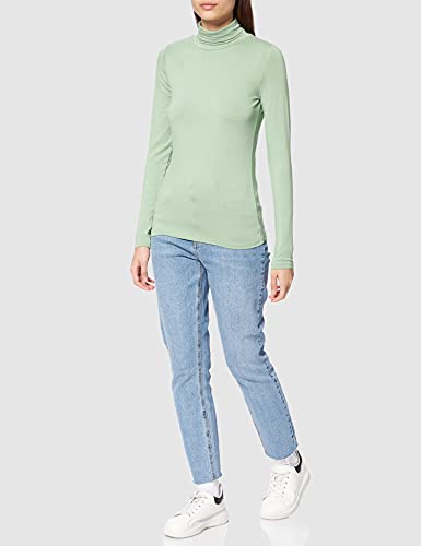 TOM TAILOR Denim 1027238 Camiseta de Manga Larga con Cuello Alto, Naber 19764 Light Mint Green-Juego de Mesa [Importado de Alemania], L para Mujer