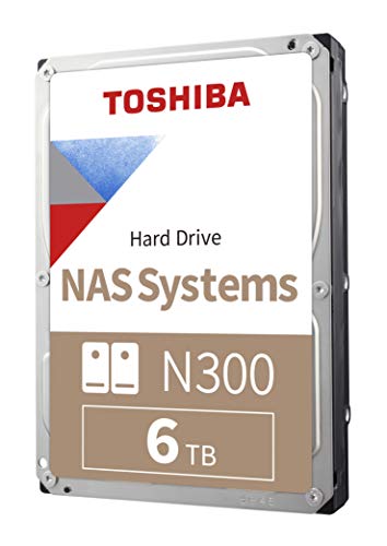 Toshiba N300 6 TB NAS 3.5'' SATA Disco Duro Interno, Funcionamiento 24/7, óptimo para NAS de 1 a 8 Compartimentos, búfer de 256 MB, Carga de Trabajo de 180 TB/año, Plata