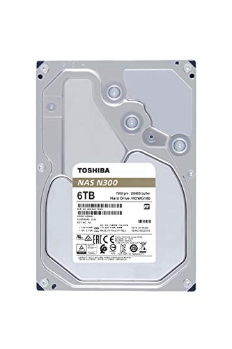 Toshiba N300 6 TB NAS 3.5'' SATA Disco Duro Interno, Funcionamiento 24/7, óptimo para NAS de 1 a 8 Compartimentos, búfer de 256 MB, Carga de Trabajo de 180 TB/año, Plata