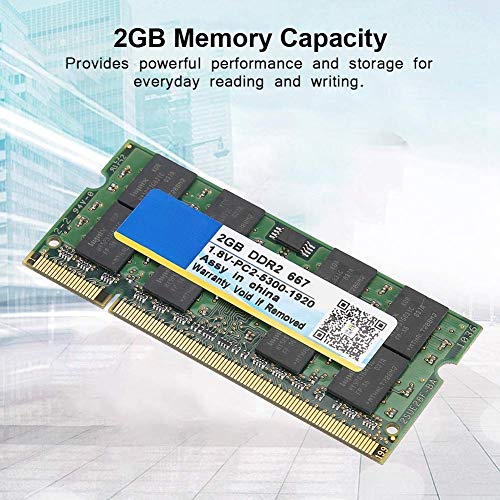 Tosuny Memoria para computadora portátil de 2GB, DDR2 667MHz 2GB 200Pin PC2-5300 Memoria para computadora portátil RAM para Placa Madre Intel/AMD