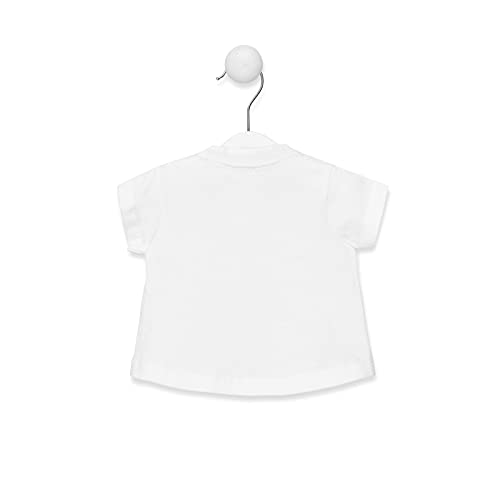 TOUS BABY - Camiseta Blanca Manga Corta para Niña, Estampado Fucsia Frontal. (3-6 Meses)