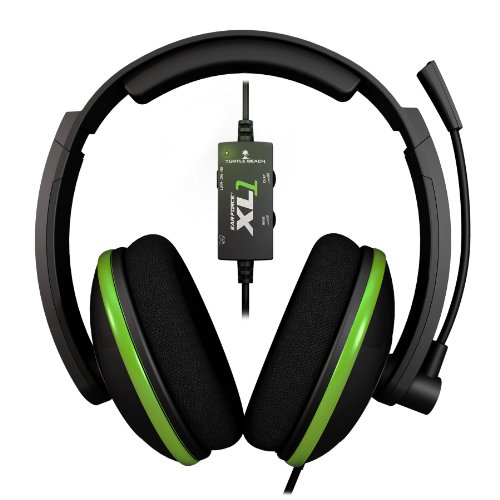 Turtle Beach Ear Force XL - Auriculares de diadema cerrados USB (con micrófono, control remoto integrado, USB), negro y verde