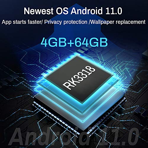 TV Box Android 11.0 4GB 64GB Decodificador Smart TV Box RK3318 USB 3.0 1080P Ultra HD 4K HDR 2.4GHz 5.8GHz BT 4.1 Reproductor Multimedia de Transmisión con Mini Teclado Inalámbrico Retroiluminado