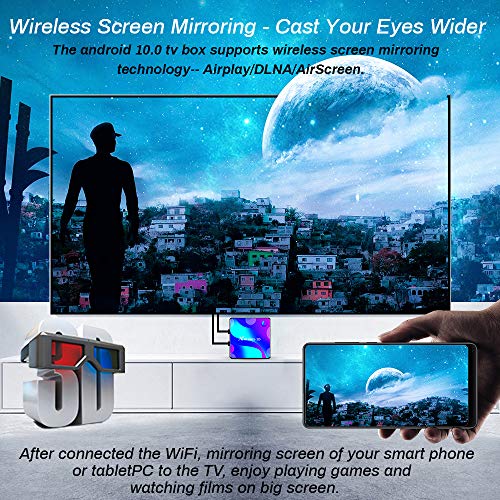 TV Box Android 11.0 4GB 64GB Decodificador Smart TV Box RK3318 USB 3.0 1080P Ultra HD 4K HDR 2.4GHz 5.8GHz BT 4.1 Reproductor Multimedia de Transmisión con Mini Teclado Inalámbrico Retroiluminado