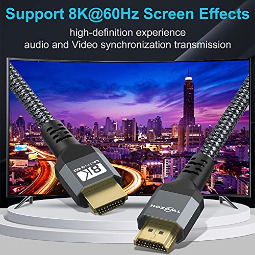 Twozoh 8K HDMI 2.1 Cable 5M, Certificado 48gbps HDMI 8K@60Hz 4K@120HZ, 7680p,4320p, Para Fire TV, Xbox, Playstation, PS5, PS4, PC