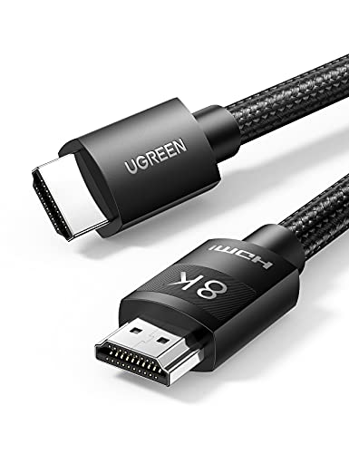 UGREEN 8K HDMI 2.1 Cable, HDMI Macho a Macho 8K@60Hz 48Gbps Alta Velocidad 4K@120Hz UHD, eARC, HDR Dinámico, Dolby Vision, 3D, HDCP 2.3, Compatible con PS5 PS4 Pro Xbox One X PC HDTV Monitor, 3Metros