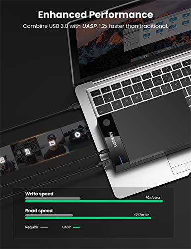 UGREEN Carcasa Disco Duro 3.5", Caja Disco Duro 3.5 USB 3.0 con UASP para HDD SSD SATA I/II/III, 16 TB MAX, Comaptible con PC, PS5, Xbox X/S, PS4, con Cable USB 3.0 y Adaptador de Corriente 12V 2A