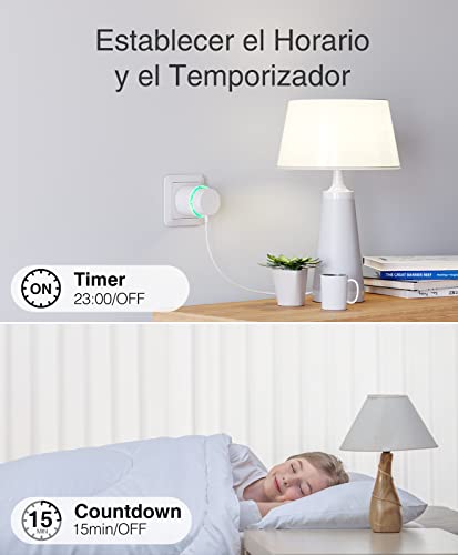 Usmart Mini Enchufe Inteligente Wifi, Enchufe programable WIFI Control Remoto por APP, Smart Plug Funcionar con Monitor de Energía/Temporización, Compartible con Alexa/Google Home, 2 Packs