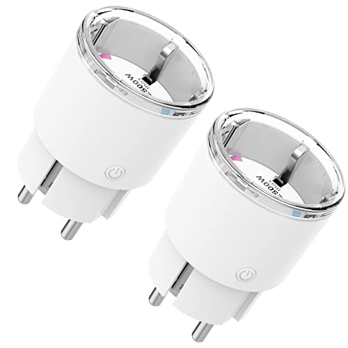 Usmart Mini Enchufe Inteligente Wifi, Enchufe programable WIFI Control Remoto por APP, Smart Plug Funcionar con Monitor de Energía/Temporización, Compartible con Alexa/Google Home, 2 Packs