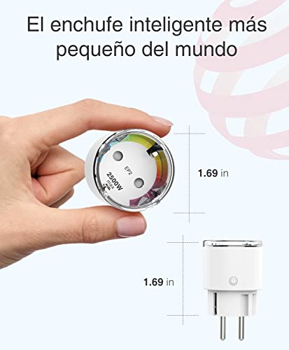 Usmart Mini Enchufe Inteligente Wifi, Enchufe programable WIFI Control Remoto por APP, Smart Plug Funcionar con Monitor de Energía/Temporización, Compartible con Alexa/Google Home, 2 Packs