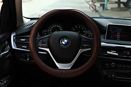 Valleycomfy - Fundas universales para Volante de 15 Pulgadas, Piel auténtica, Transpirable, Antideslizante y sin Olor