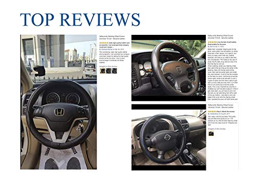 Valleycomfy - Fundas universales para Volante de 15 Pulgadas, Piel auténtica, Transpirable, Antideslizante y sin Olor