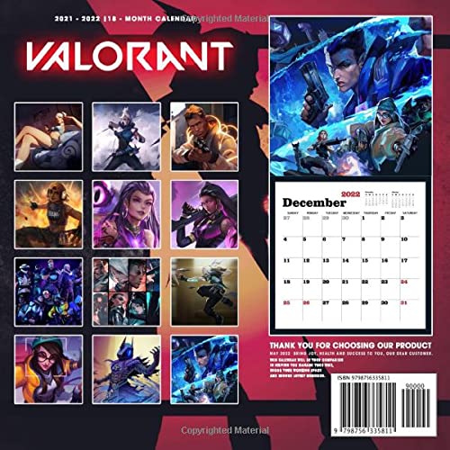Valorant Calendar 2022: Valorant Calendar 2022-2023 - OFFICIAL Games calendar 2022-2023-18 months- Planner Gifts boys girls kids and all Fans BIG SIZE 17''x11''(Kalendar Calendario Calendrier).