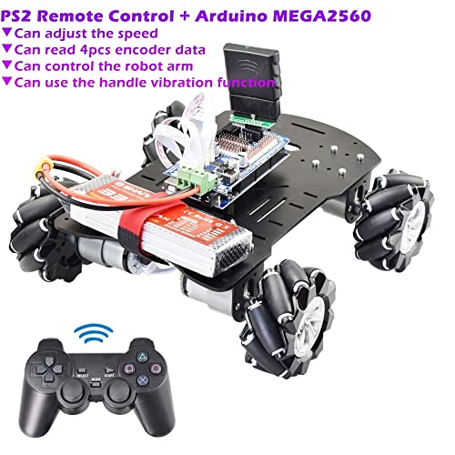 VIKEP Ps2 RC Smart Mecanum Rueda Robot Automóvil Kit Omnidireccional Apto For Arduino Mega2560 con Motor De Codificador 12V Bricolaje Proyecto Madre Juguete (Color : SR BT Robot Car Kit)