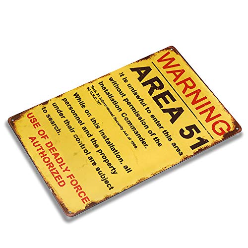 不适用 Vintage estilo retro área 51 advertencia divertido metal signo estaño pared puerta placa