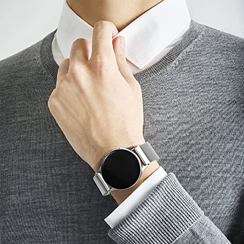 Vobafe Compatible con Correa Samsung Galaxy Watch Active 2 / Active/Galaxy Watch 4 / Watch 4 Classic/Watch 42 mm/Watch 3 41 mm, 20mm Correa de Metal de Malla de Acero Inoxidable, Plata