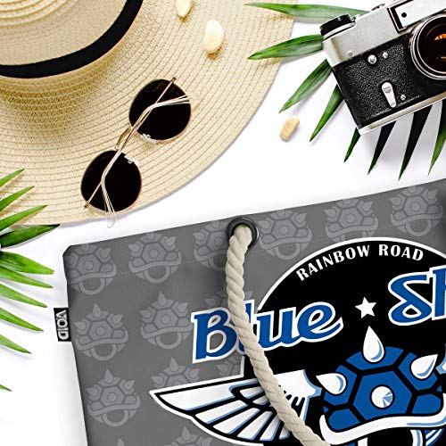 VOID Bolso de Playa XXL Bolsa Shopper Blue Shell Flight Academy 58 x 38 x 16 cm 23 l Beach Bag, Kissen Farbe:Gris