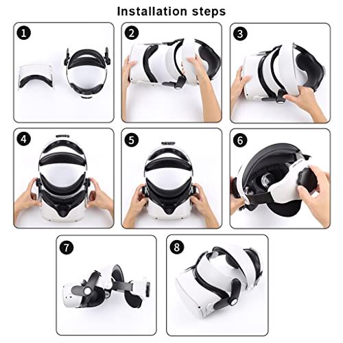 Vokmon VR Headset Head Strap Adjustable Detachable Headband Virtual Reality Accessories Replacement for Quest 2