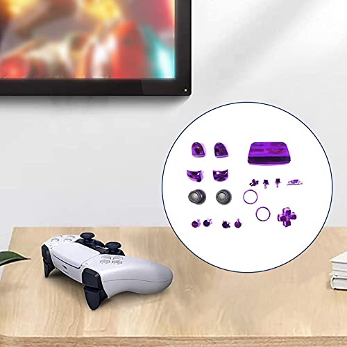 WDBK Kit de repuesto de botón PS5, botón de chapado en mango PS5, botón de repuesto P laystation 5 chapado en plata, kit de reparación de botones con herramienta para Pl aystation 5 típico