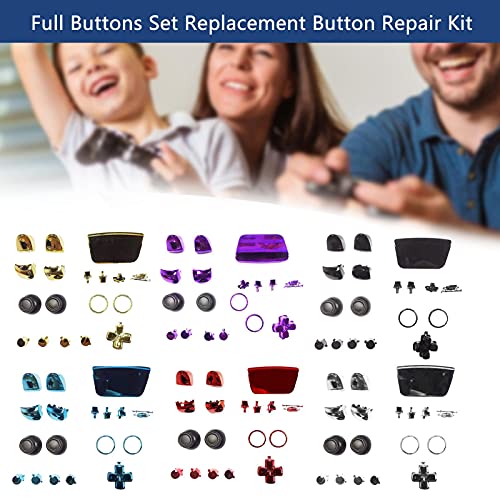 WDBK Kit de repuesto de botón PS5, botón de chapado en mango PS5, botón de repuesto P laystation 5 chapado en plata, kit de reparación de botones con herramienta para Pl aystation 5 típico