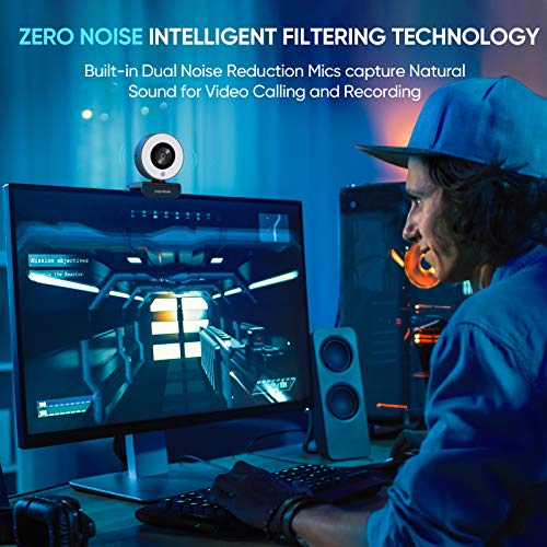 Webcam 1080p con Trípode Luz de Relleno Anular, Cámara de Streaming PC Portátil,StreamCam con Micrófonos Dobles para Twitch,Xbox One,OBS, Plug and Play