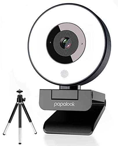 Webcam 1080p con Trípode Luz de Relleno Anular, Cámara de Streaming PC Portátil,StreamCam con Micrófonos Dobles para Twitch,Xbox One,OBS, Plug and Play