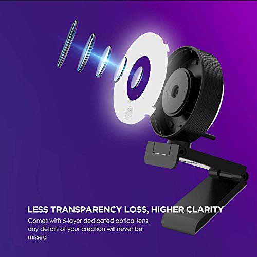 Webcam 1080p con Trípode Luz de Relleno Anular, Cámara de Streaming PC Portátil,StreamCam con Micrófonos Dobles para Twitch,Xbox One,OBS, Plug and Play