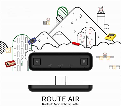 WeChip Adaptador de transceptor USB de Audio Bluetooth Route Air para Nintendo Switch/Switch Lite / PS4 / PC, 5 mm, sin retraso, Plug and Play