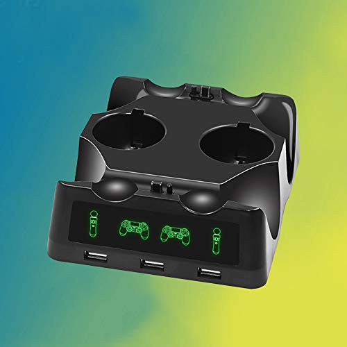 Wincal Cargador de Controlador para PS4, Cargador Multifuncional para PS4/PS4 Move/PS4 VR Controller Cuatro Bases de Carga con Almohadillas Antideslizantes