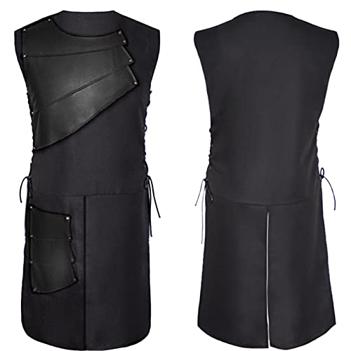 WKNBEU Chaleco Steampunk Negro para Hombre, Chaleco gótico Victoriano, Caballero, Boda, Militar, sin Mangas, para Desfile, Chaqueta Black-S